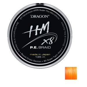 DRAGON HMX8 linie împletită 0.08mm 6.8kg 135m Orange Flu