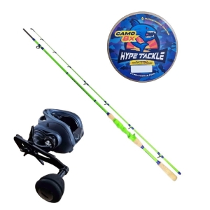 Set Cast Hype Tackle Fresh 2,44 m la 100 g + multiplicator Kraken T300 + Plenipotențiar WP8 Camo Blue 0,25 mm