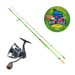 Spinn Hype Tackle proaspete 2.44m 5-25g + Reel Hype Tackle H2 3000 + Braid Forever Color WP8 Red Fluo 0.13mm