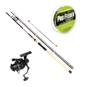 Set de Kraken Black Pearl Feeder 3.60m 120g 3+3cz + Kraken Black Pearl Feeder 5500 + VDE-Robinson Pro Feeder 0,260mm 150m