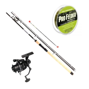 Set de Kraken Black Pearl Feeder 3.60m 120g 3+3cz + Kraken Black Pearl Feeder 5500 + VDE-Robinson Pro Feeder 0,260mm 150m