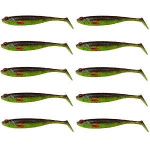Set de cauciuc Hurt Dam Shadster Slim 6.5cm Motoroil Chartreuse 10piece