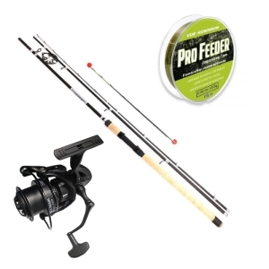 Set de Kraken Black Pearl Feeder 3.30m 120g 3+3cz + Kraken Black Pearl Feeder 5500 V2 + VDE-Robinson Pro Feeder 0.260mm 230m