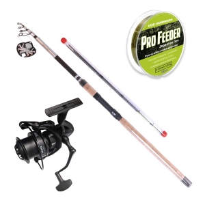 Set feeder: Lansetă Kraken Black Pearl TELE FEEDER 3,30m/120g + Mulinetă Kraken Black Pearl Feeder 4500 V2 + Fir VDE-Robinson Pro Feeder 0,245mm