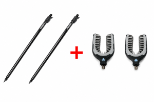 Set: 2x Suport pentru lansetă KRAKEN Black Pearl Bankstick 75-125cm + 2x Suport posterior KRAKEN Black Pearl Butt Rest