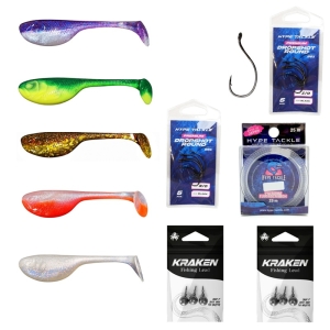 Set Mare Drop Shot pentru Șalău Hype Tackle Budda Lure 10 cm – 42 piese