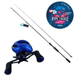 Set complet baitcasting | Hype Tackle H1 271 cm până la 90 g + Hype Tackle H2-150LH 6.3:1 + Fir textil Hype Tackle WP8 0,19 mm 135 m Dark Grey