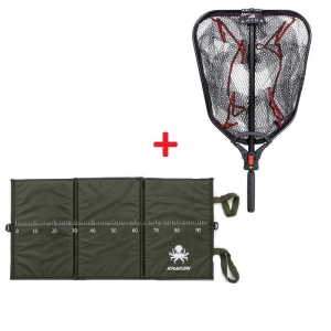 Set pentru răpitori | Minciog pliabil Abu Garcia Spike Net Foldable 60 × 50 cm + Saltea pentru pește Kraken 94 × 48 × 2 cm